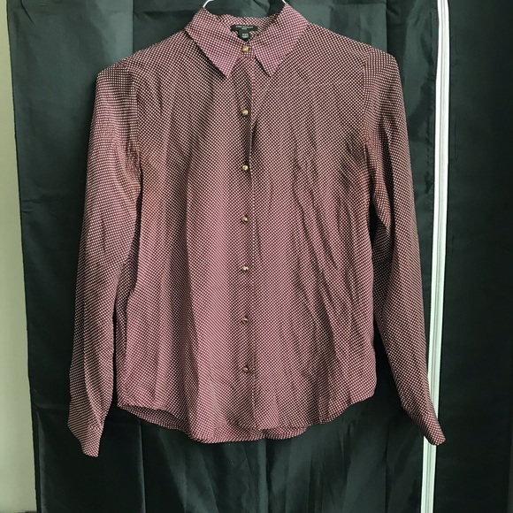 Maroon polka dot silk blouse - Picture 2 of 3